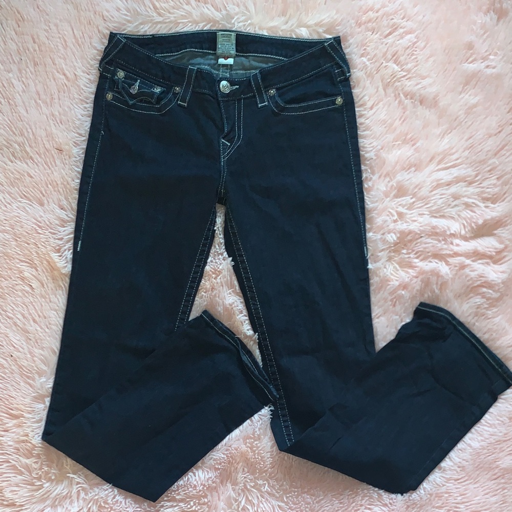 True Religion Women's Dark Blue Denim Jeans Boot Cut Made in the USA